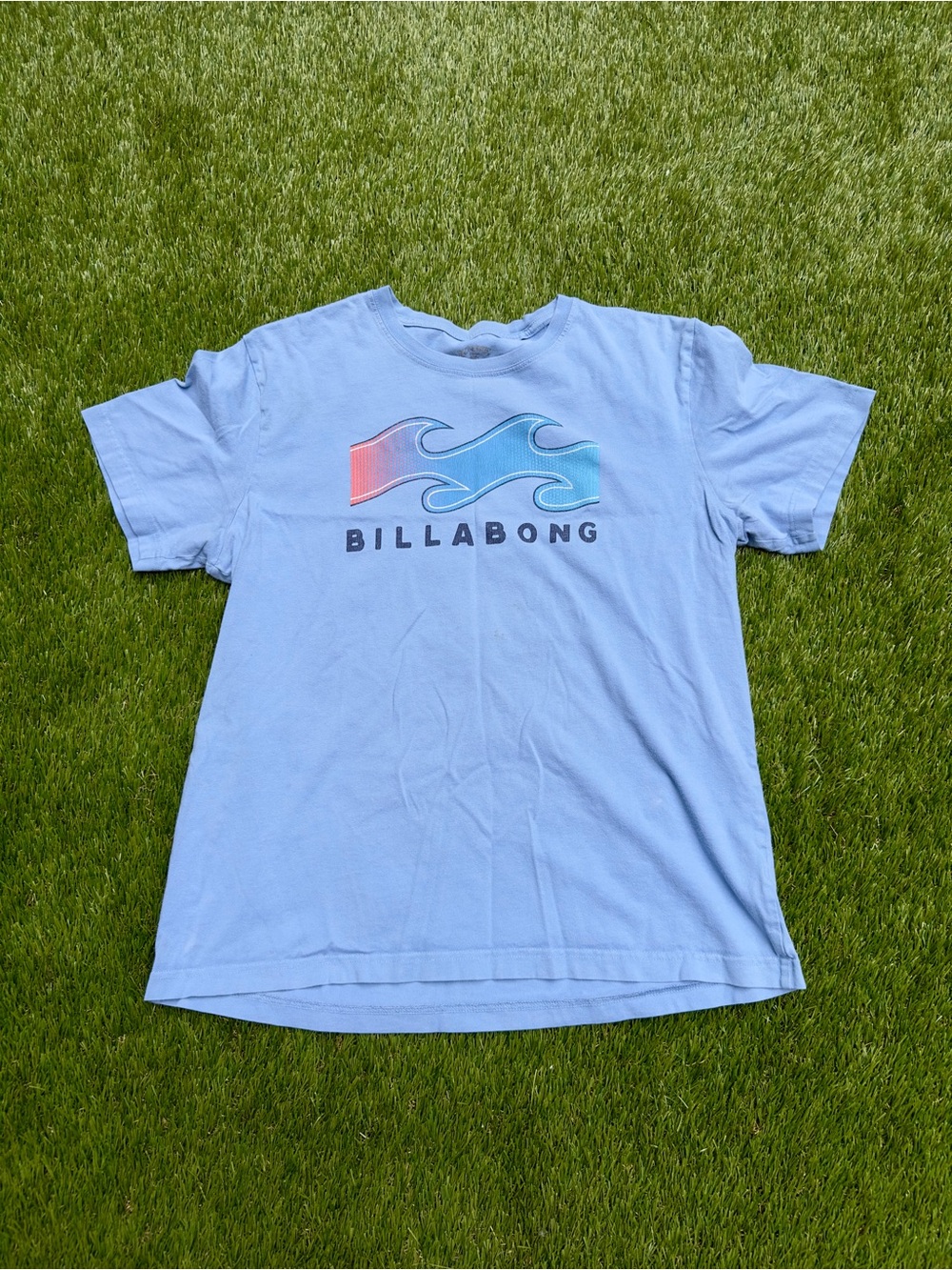 Billabong Sky Blue Tee with Red & Blue Wave Logo
